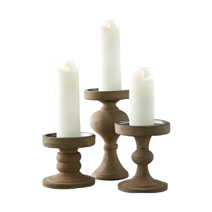 Old Garden Wood Candle Stand Set Of 3