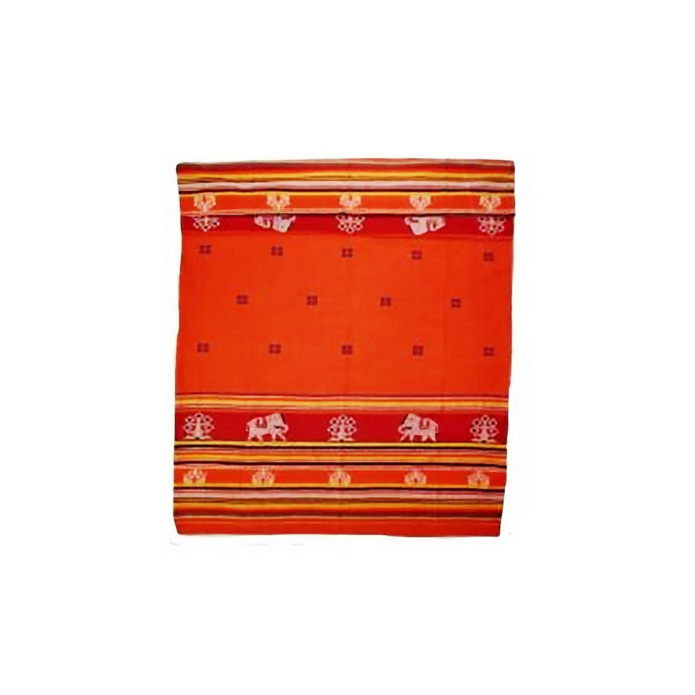 Orange Extra Weft Handwoven Single Bed Cover