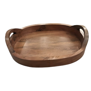 Oval Shape Brown Wooden Tray