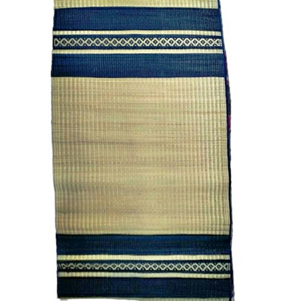 Authentic Traditional Handicraft Pattamadai Mat Korai Grass Textile Of Beige Colour Strips Design