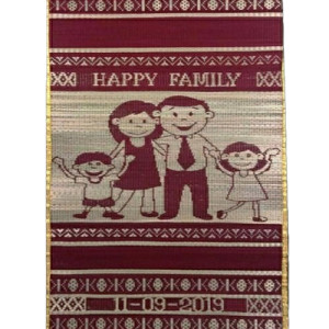 Authentic Traditional Handicraft Pattamadai Mat Korai Grass Textile Of Beige And Red Colour Strips Design
