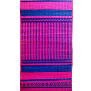 Traditional Handicraft Pattamadai Mat Korai Grass Textile Of Pink And Blue Colour Strips Design