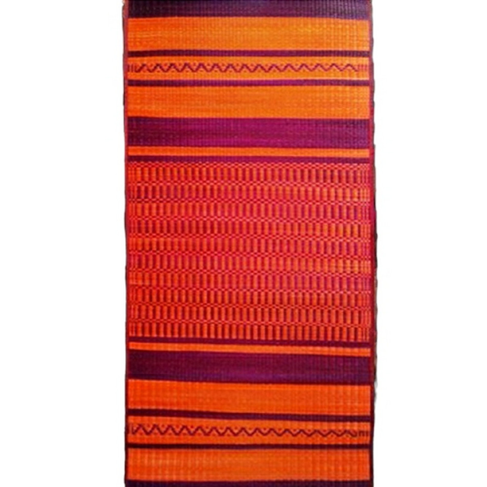 Traditional Handicraft Pattamadai Mat Korai Grass Textile Of Pink And Orange Colour Strips Design