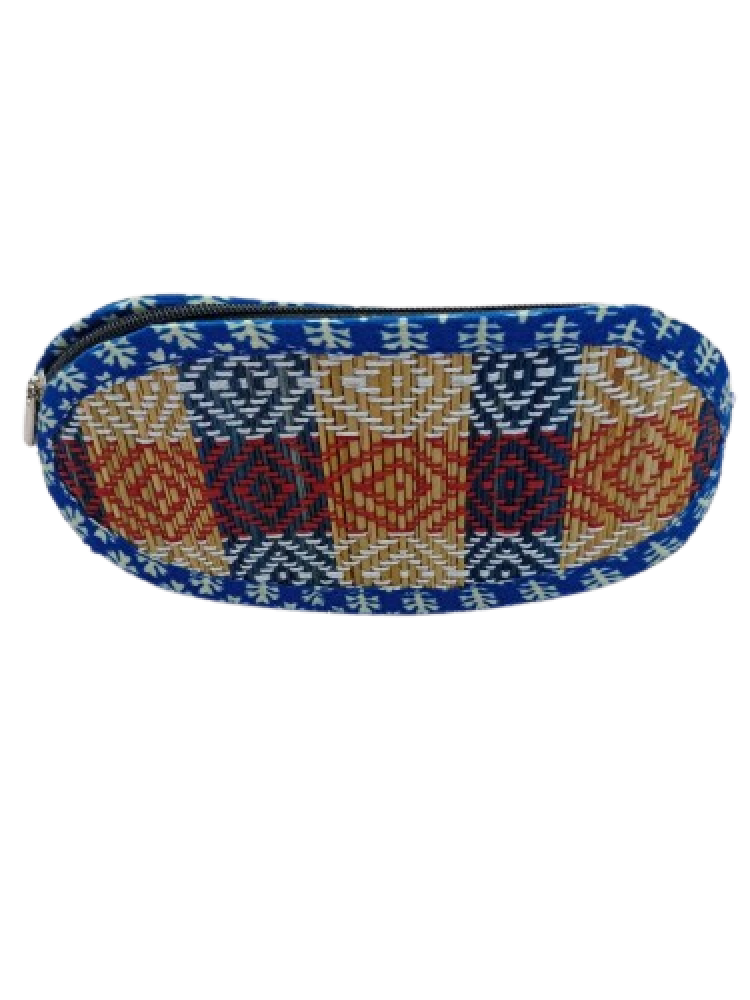 Pen And Pencil Pouch Bag - Blue Red With White Flowers