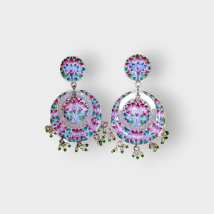 Pink Chandbali Earrings Meenakari Art