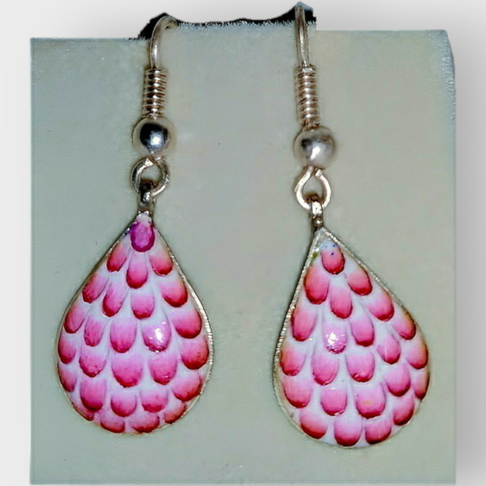 Pink Deisgner Earrings Gulabi Meenakari Art - 0
