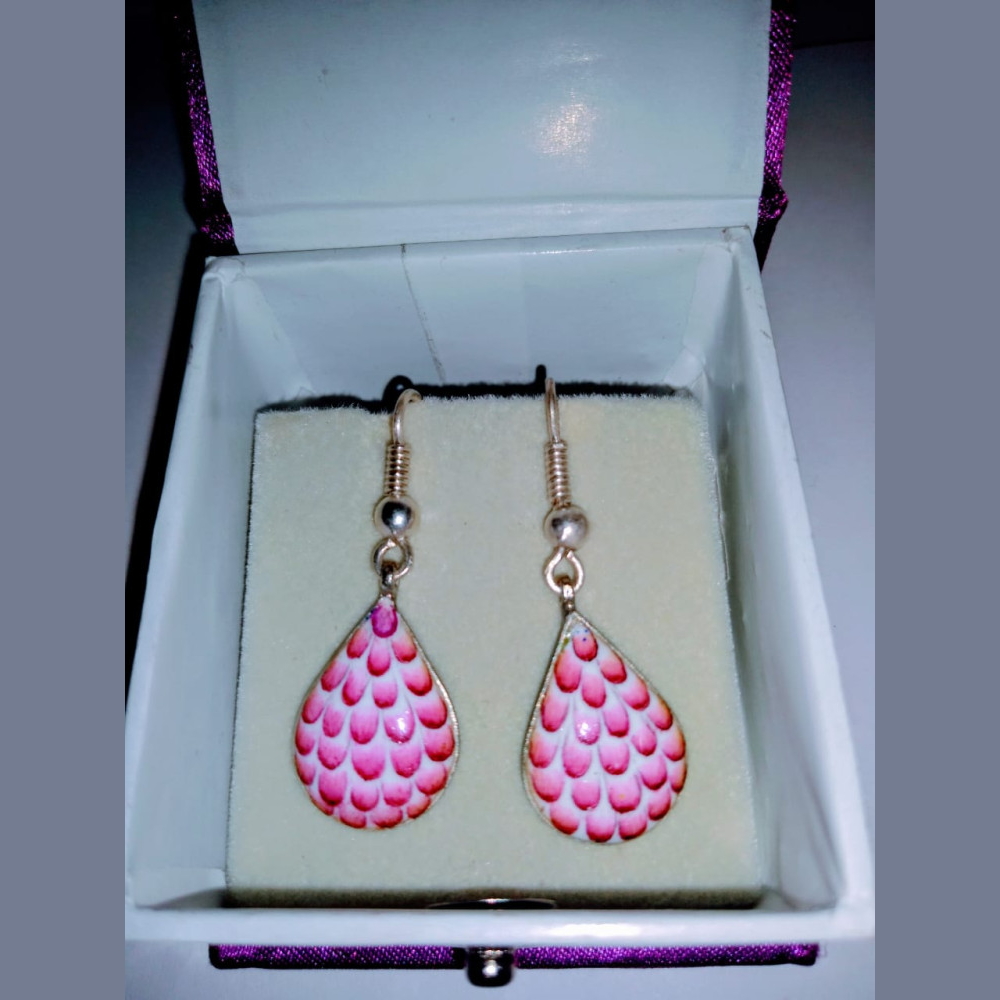 Pink Deisgner Earrings Gulabi Meenakari Art - 1