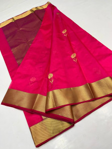 Pink & Gold Butta Chanderi Pattu Saree