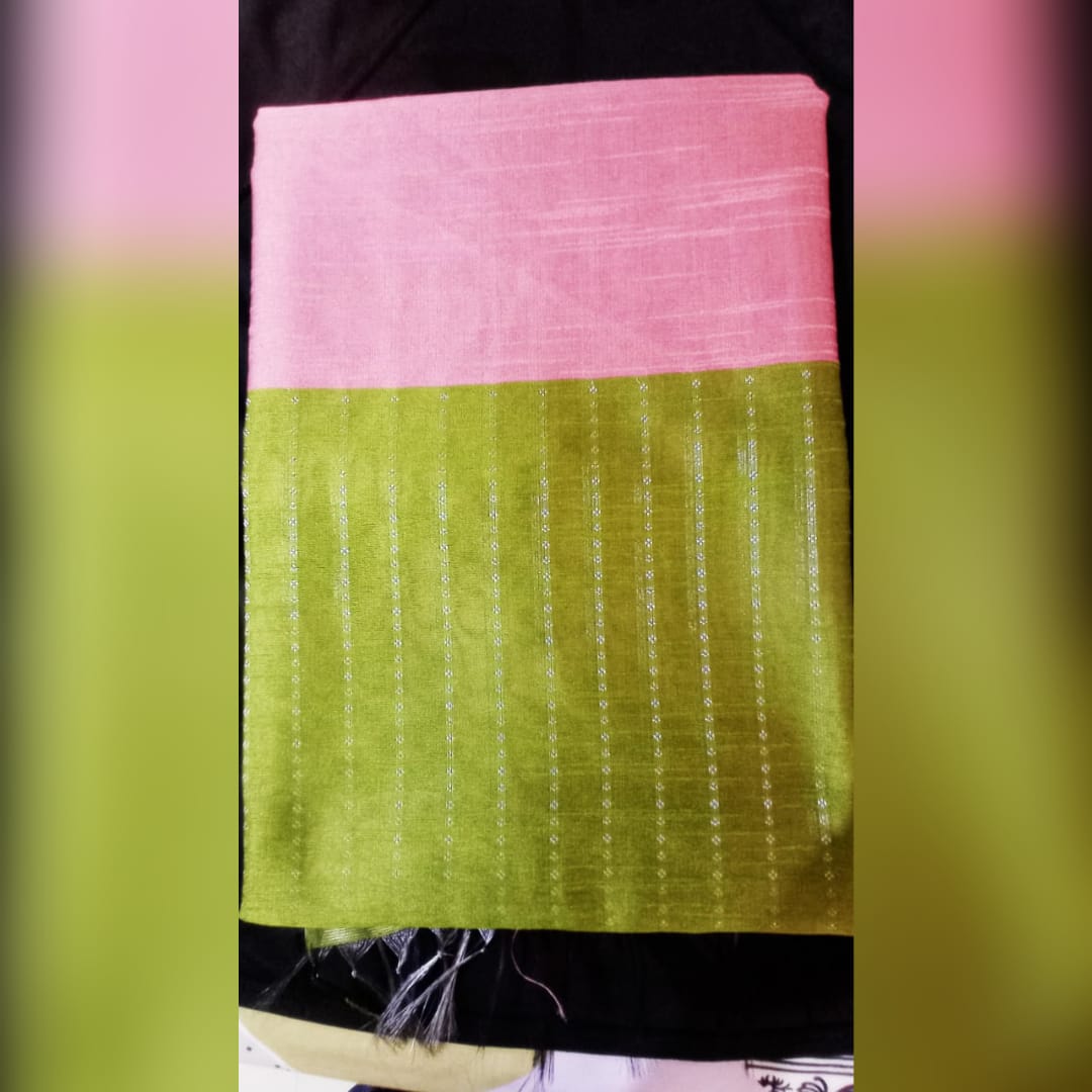 Pink & Green Champa Silk Saree