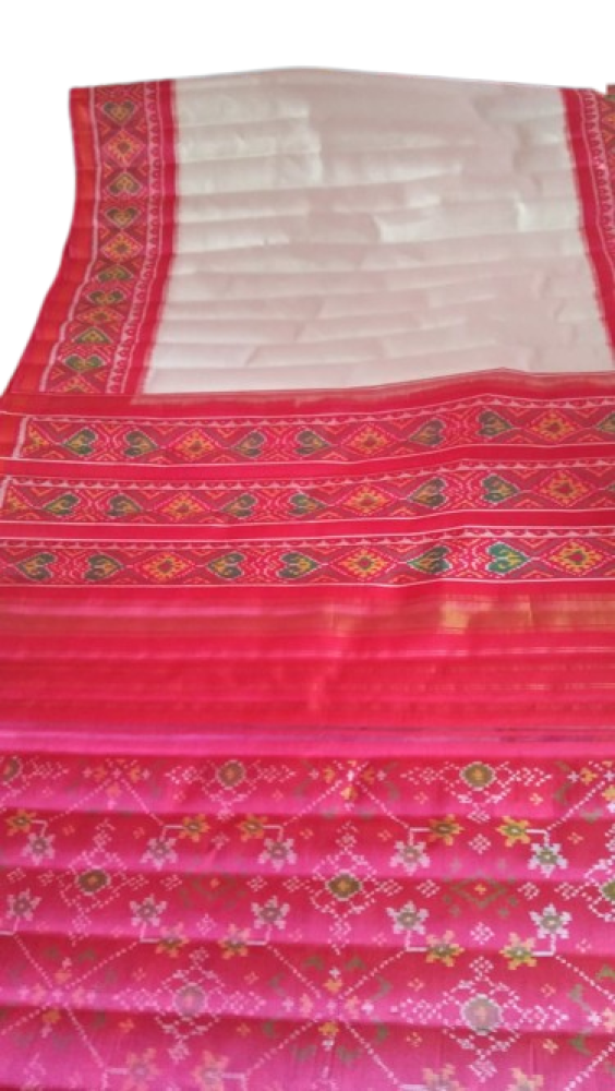 Pink & White Colour Rajkot Patola Saree - 0