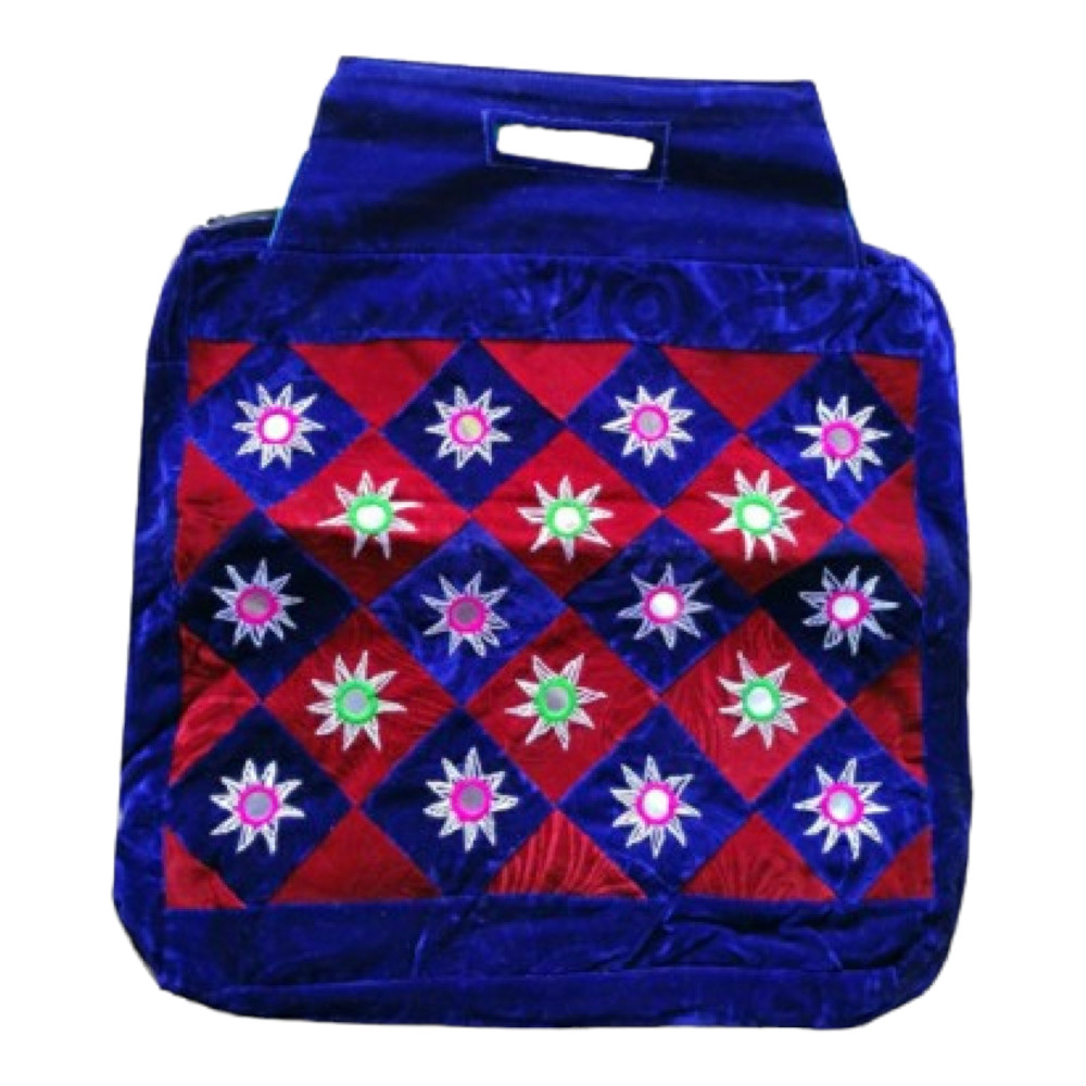 Handmade Pipli Traditional Applique Work Blue Hand Bag
