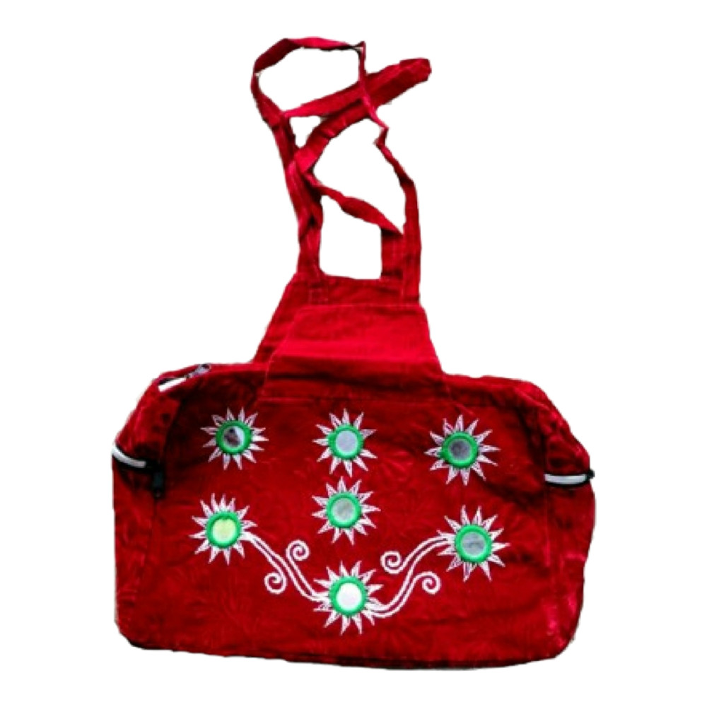 Handmade Pipli Applique Work Traditional Red Hand Bag