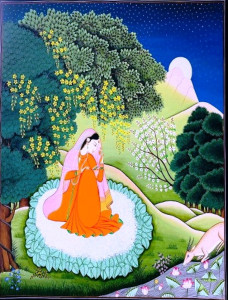 Princess Sitting In The Garden Canvas Painting (4x4 Ft)