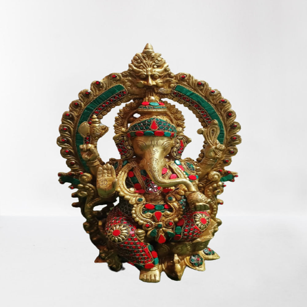 Pure Brass Ganeshji With Stone Work
