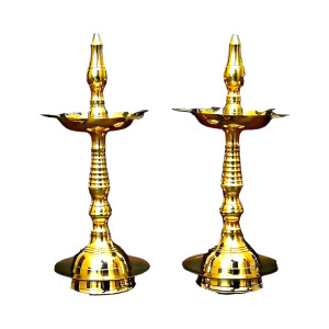 Pure Brass Plain Kerala Deepam Set