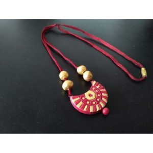 Pure Handmade Molela Terracotta Clay Beautiful Pink Necklace for Women