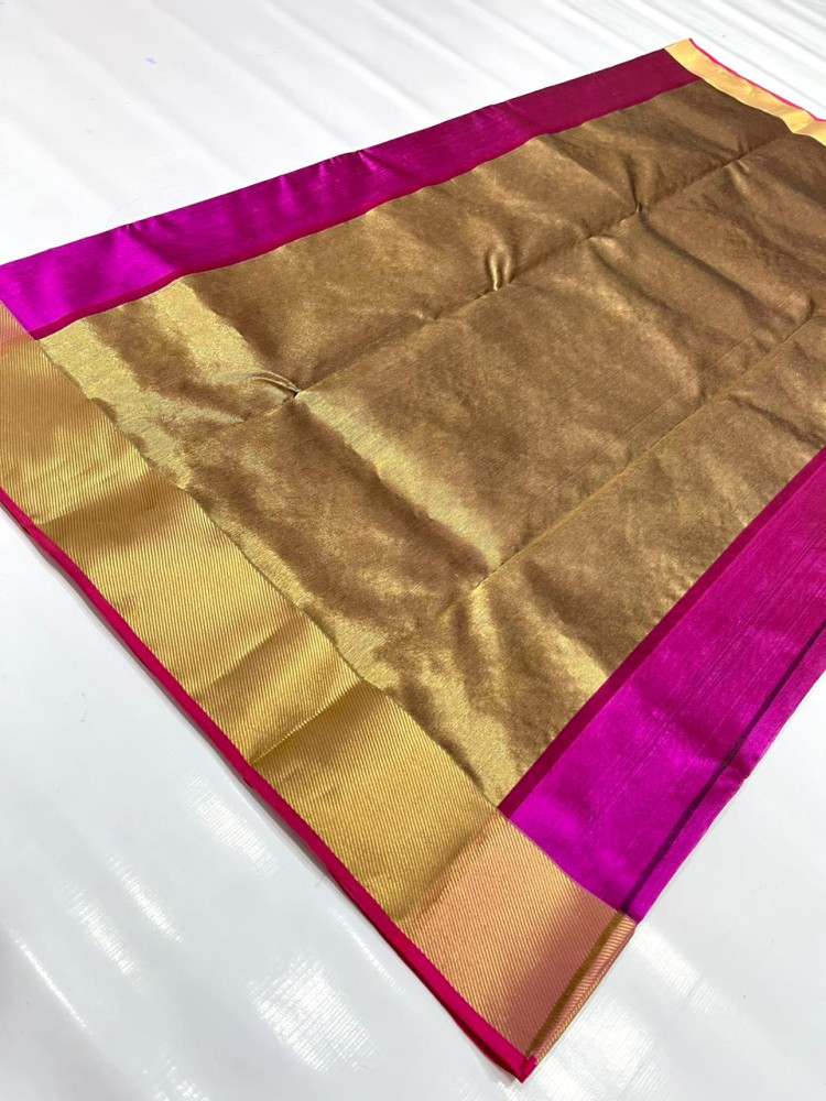 Purple & Gold Butta Chanderi Pattu Saree - 2