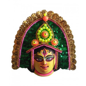 Goddess Purulia Chhau Face Mask With Green Crown