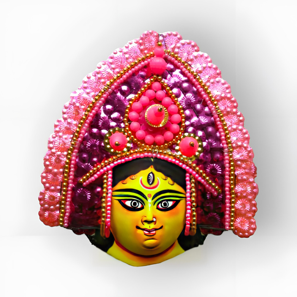 Durga Devi Purulia Chhau Mask With Pink Crown