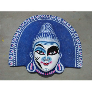 Traditional Handmade Beautiful Blue Colour Demon Face Purulia Chau Mask For Decoration Purpose