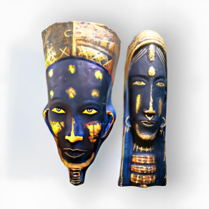 Delightful Handmade Purulia Chhau Mask Pair For Decoration Purpose