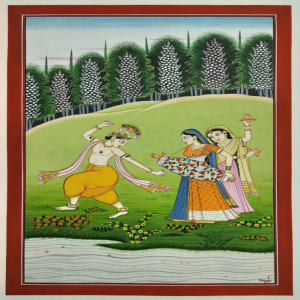 Radha Krishna Dancing In Garden(8x12 inch)