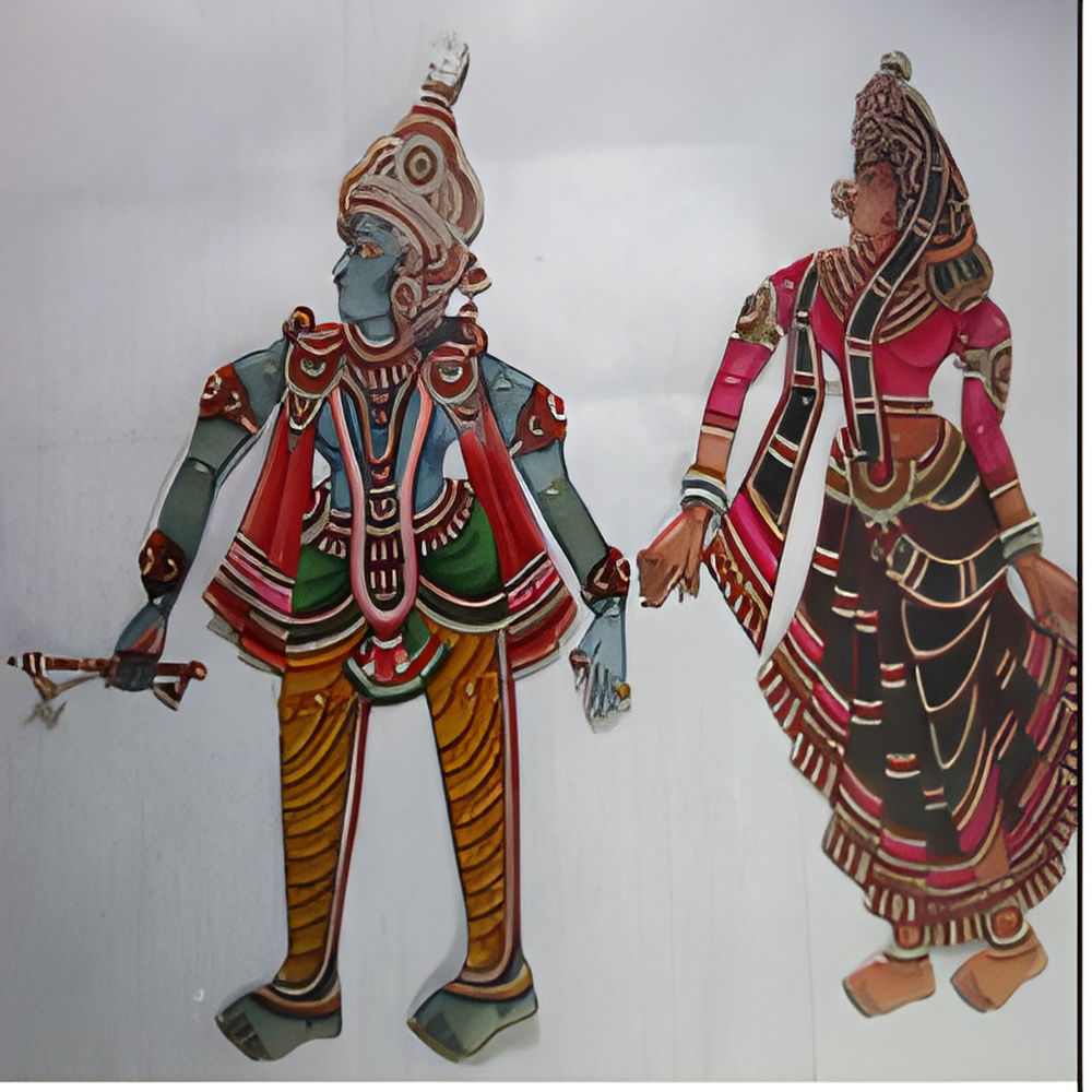 Radha Krishna Leather Puppet (1.5 ft)