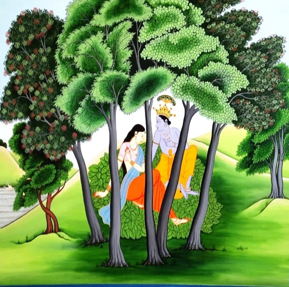 Radha Krishna Under The Tree Kangra Painting (3x5 ft)