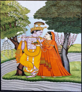 Radha Krishna With Flute Painting (8x12 inch)