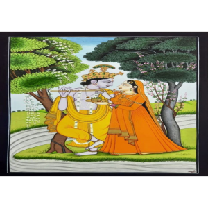 Radha Offering Paan To Krishna Painting (8x12 inch)