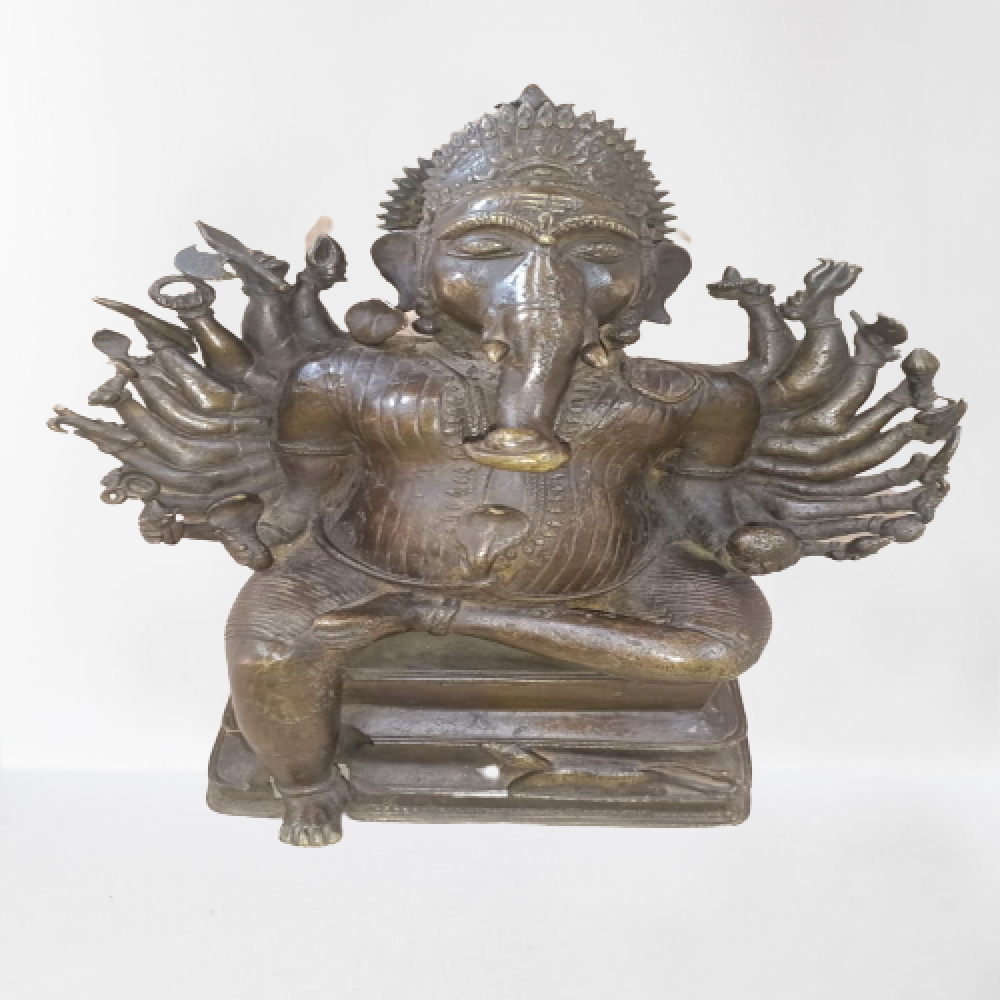Raudra Ganapathy With 20 Hands Bell Metal & Brass Art