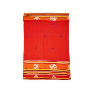 Red Extra Weft Handwoven Double Bed Cover