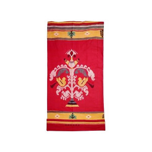 Red Extra Weft Handwoven Single Bed Cover