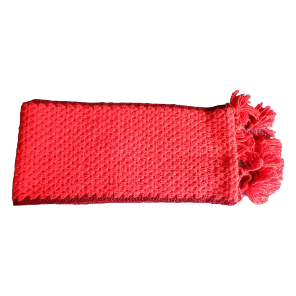 Red Woolen Muffler Kheta Embroidery - 0