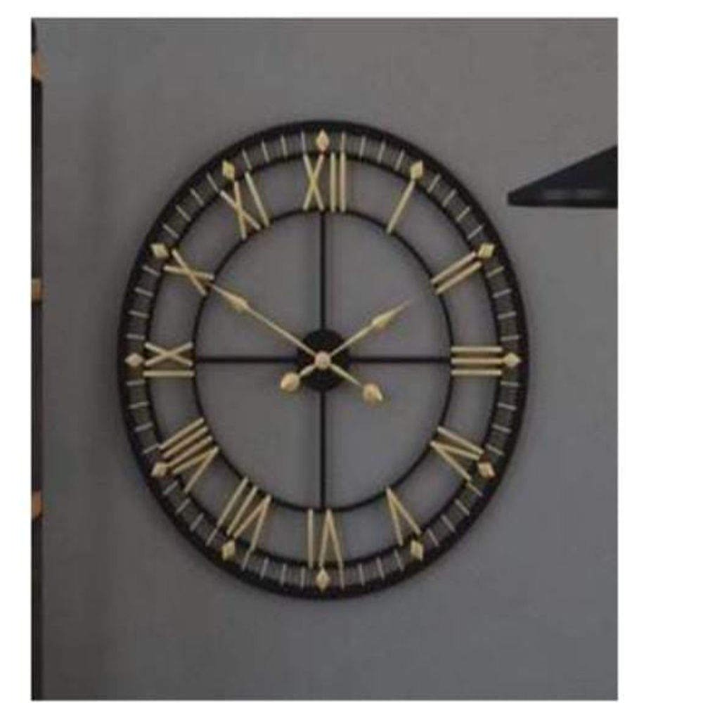 Roman Black & Yellow Dial Pure Brass Wall Clock