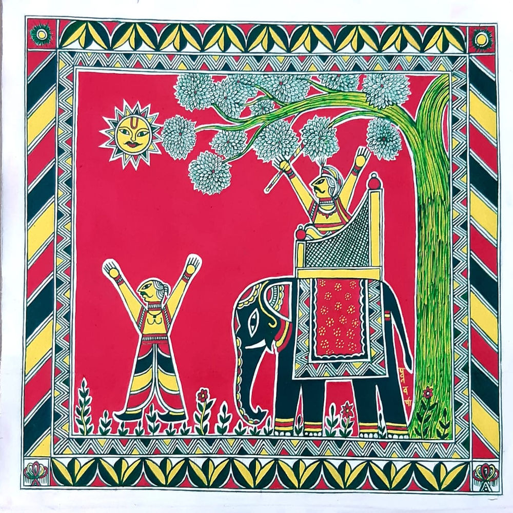 Royal Elephant Ride Manjusha Painting