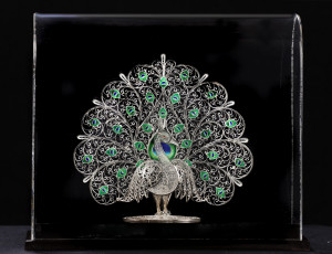 Stunning Peacock silver filigree of karimnagar