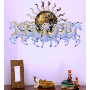 Sun With 7 Horses Mozaic White Small Wall Décor