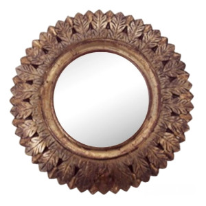 Sunburst Round Vintage Wooden Mirror Frame