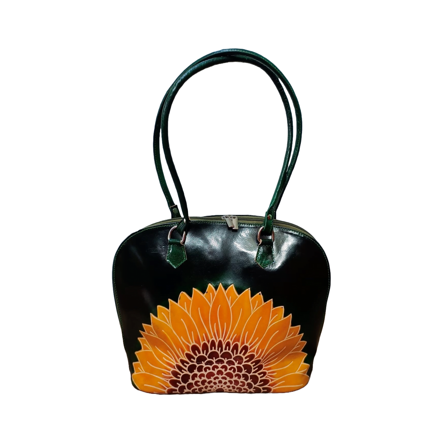 Sunflower Design Leather Handbag - 0