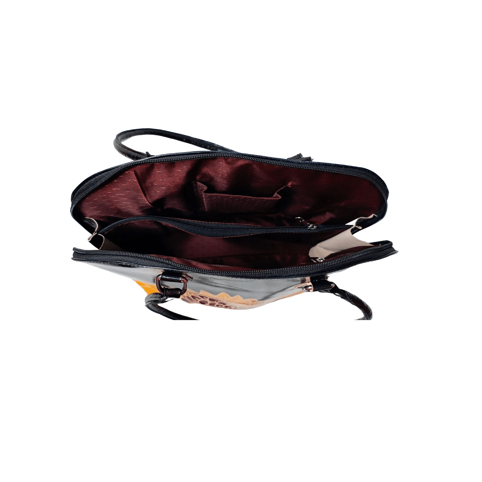 Sunflower Design Leather Handbag - 2