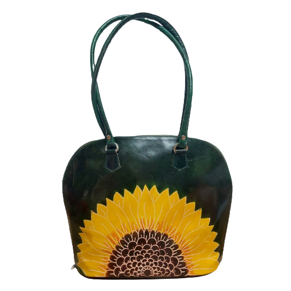Sunflower Design Leather Handbag