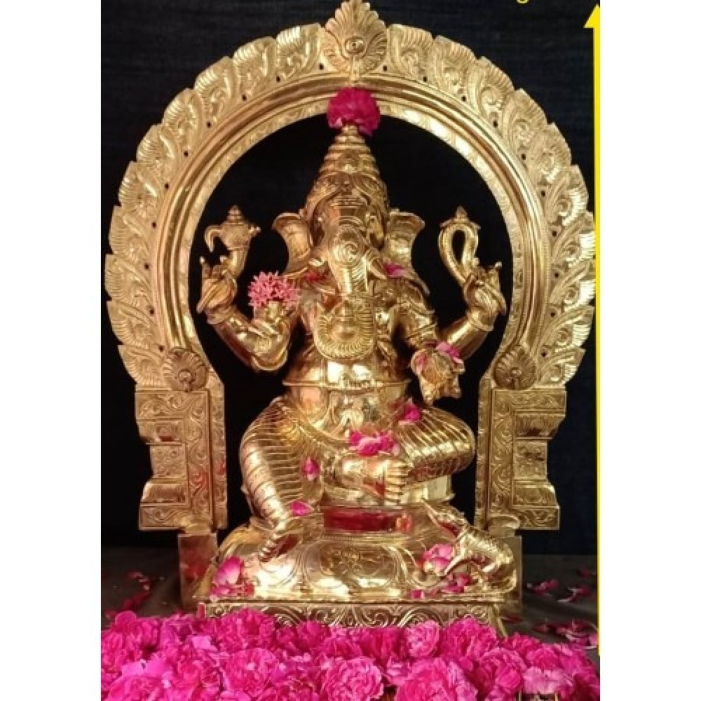 Traditional Handmade Beautiful Swamimalai Bronze Icon Of Lord Ganesha Right Trunk (Valampuri)