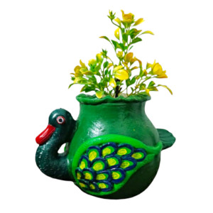 Terracota Green swan vase