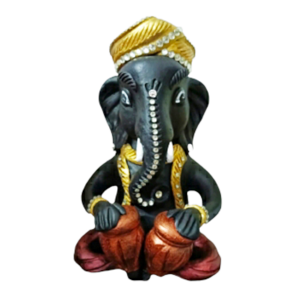 Terracota painted Ganesha playing tabla