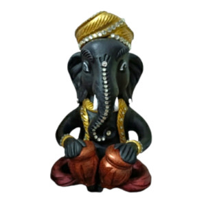 Terracota painted Ganesha playing tabla