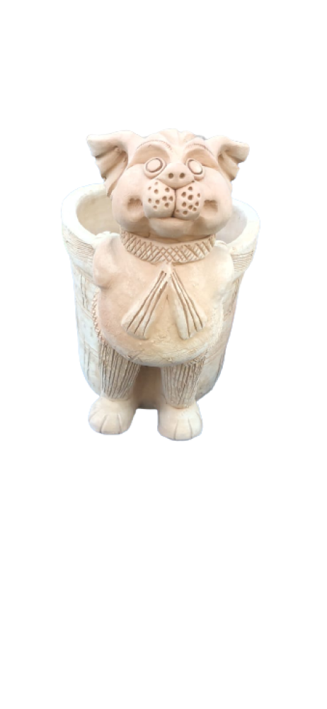 Tiger Design Vase Pot Pokharan Pottery - 0