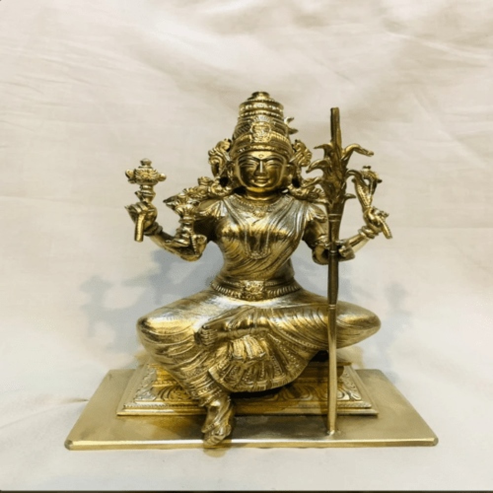 Traditional Handmade Beautiful Swamimalai Bronze Icon Of Goddess Rajeshwari