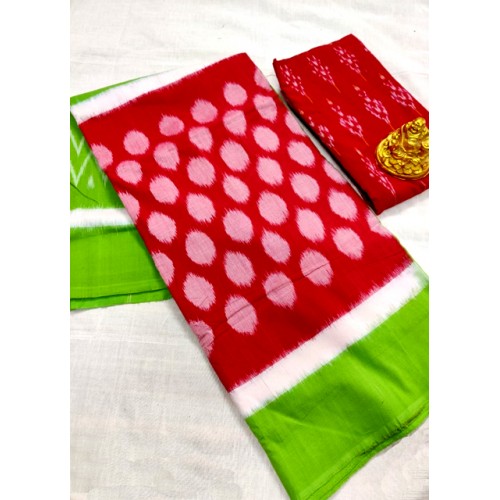 Traditional Pochampally Ikat Handloom Cotton Printed Saree in Multicolor