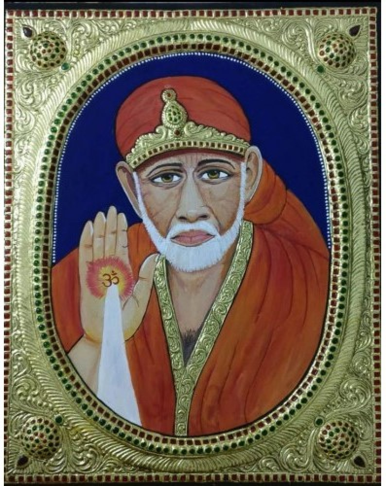 Traditional Thanjavur Painting of the Eternal God Shirdi Sai Baba